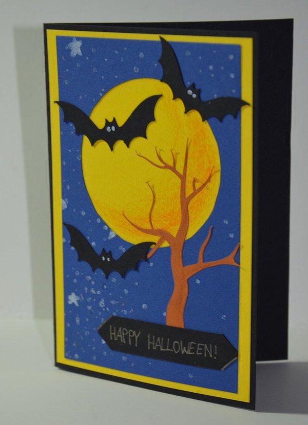 Halloweenkarte "Fledermäuse im Dunkeln"